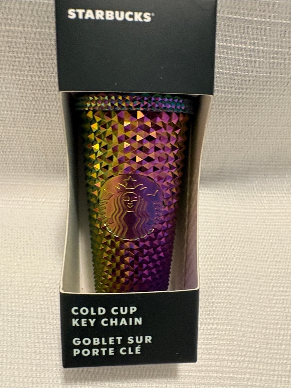 Starbucks Iridescent Studded Cold Cup Keychain - Purple, Gold, Green Hues